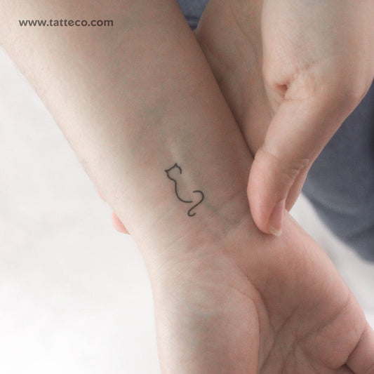 Minimalist Standing Cat Temporary Tattoo - Set of 3