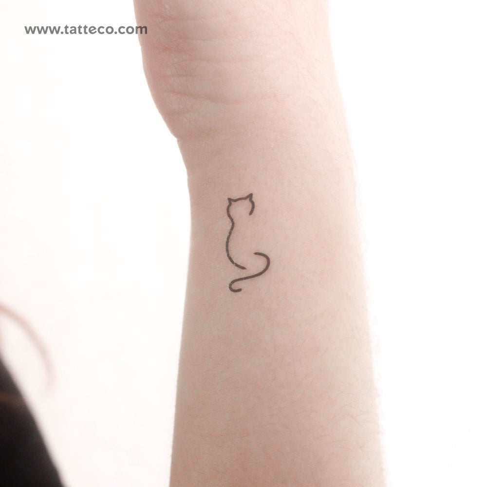 Minimalist Standing Cat Temporary Tattoo - Set of 3