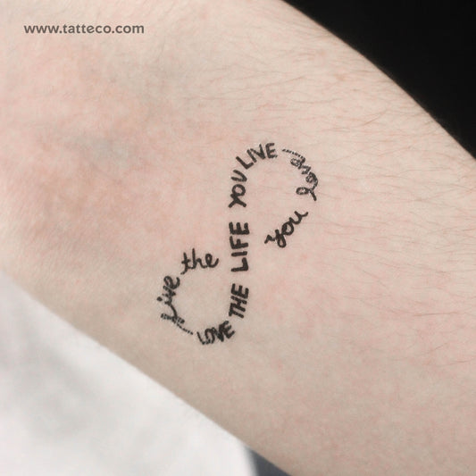 Tatuaje temporal "Infinito, ama la vida que vives" - Juego de 3