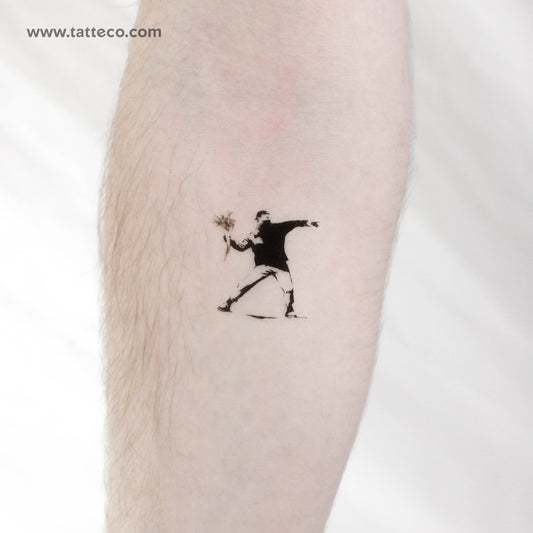 Tatuaje temporal pequeño de Banksy: El lanzador de flores (juego de 3)