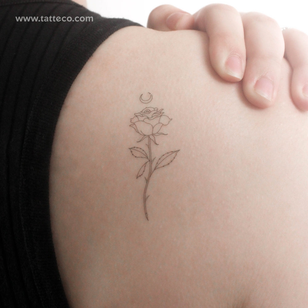 Moon Rose by Jakenowicz Temporary Tattoo - Set of 3