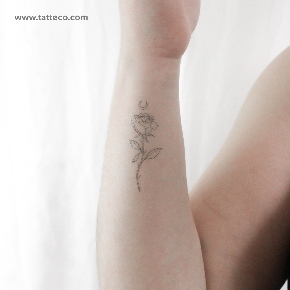 Moon Rose by Jakenowicz Temporary Tattoo - Set of 3