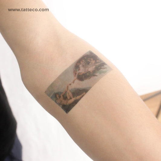 Tatuaje temporal de La creación de Adán de Miguel Ángel (juego de 3)
