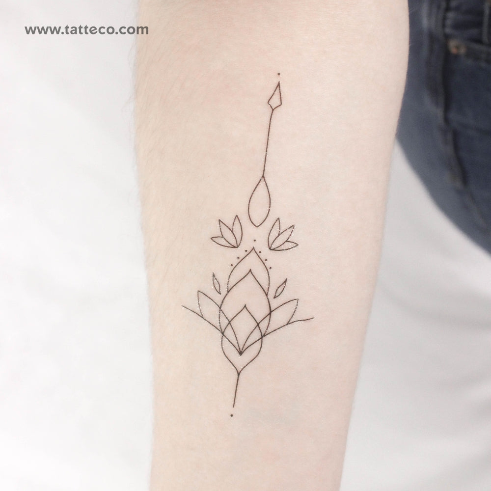 Ornamental Lotus Temporary Tattoo by 1991.ink - Set of 3