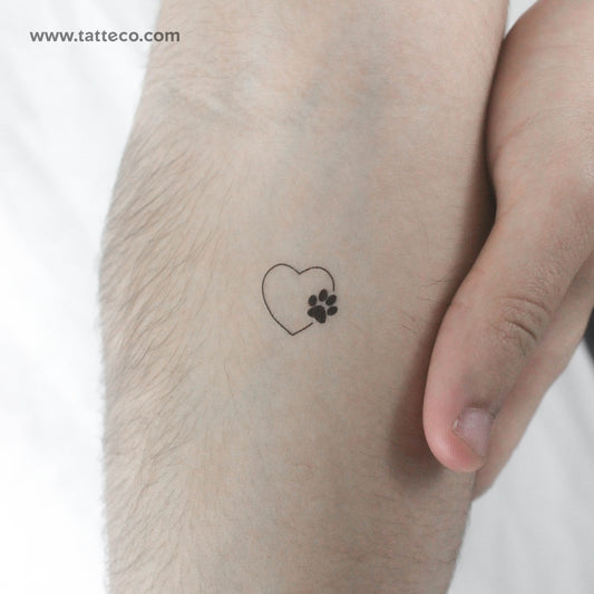 Tatuaje temporal de corazón y huella de pata - Juego de 3