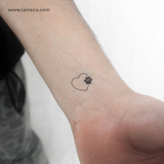 Tatuaje temporal de corazón y huella de pata - Juego de 3