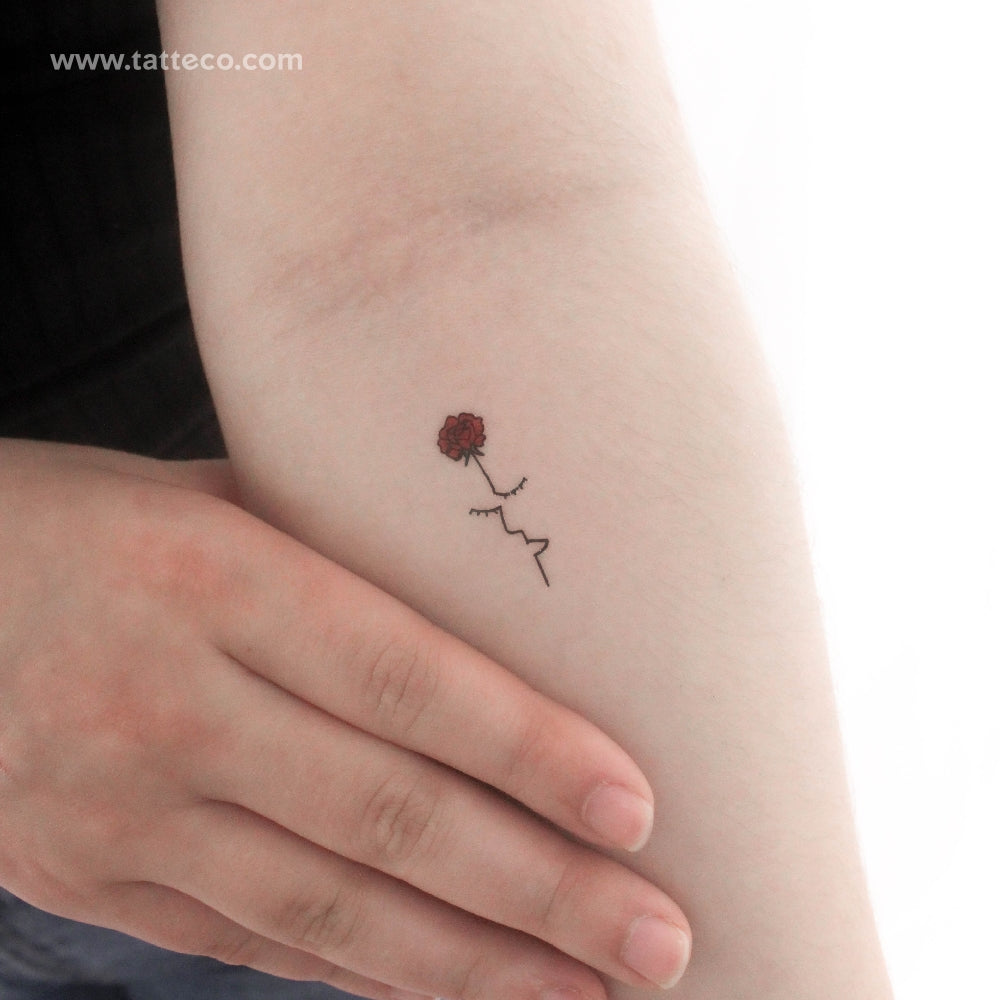 Red Rose Face Temporary Tattoo by Tukoi - Set of 3
