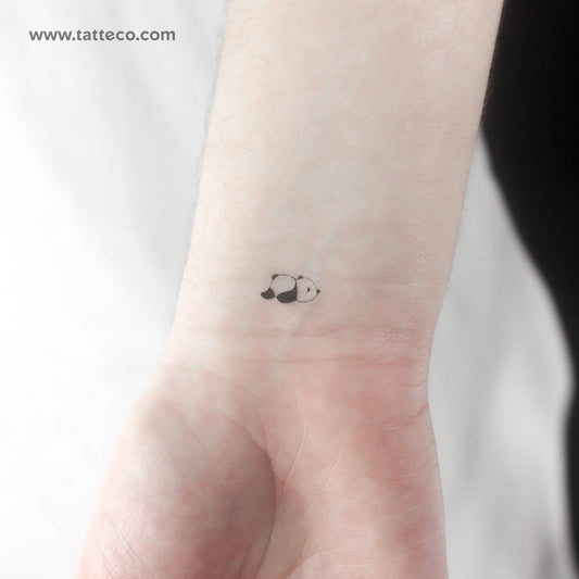 Tatuaje temporal de oso panda cansado - Juego de 3
