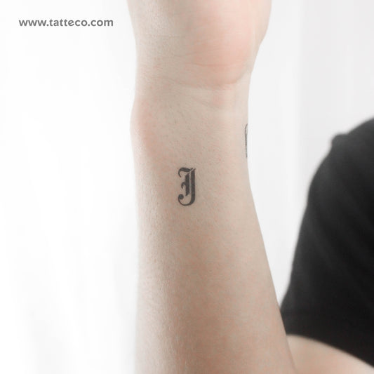 Gothic J Letter Temporary Tattoo - Set of 3
