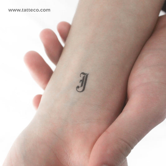 Gothic J Letter Temporary Tattoo - Set of 3