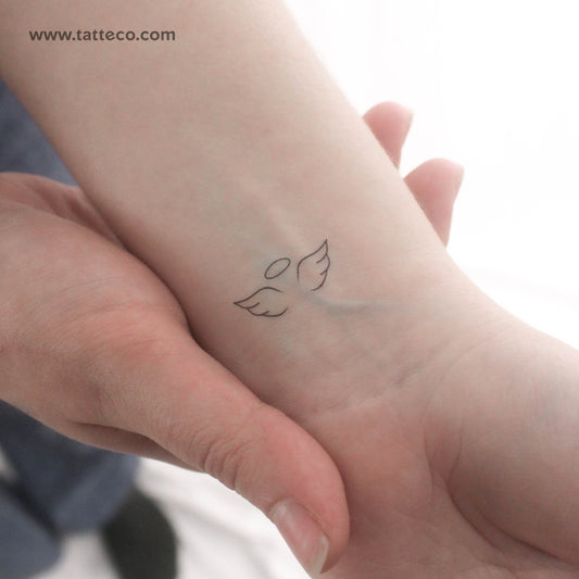 Angel Wings and Halo Temporary Tattoo - Set of 3