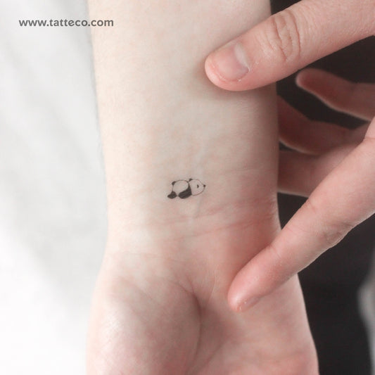 Tatuaje temporal de oso panda cansado - Juego de 3