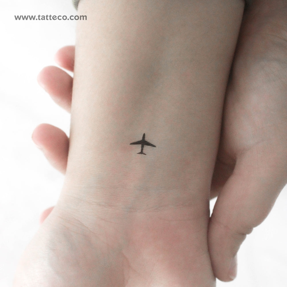 Minimalist Micro Airplane Temporary Tattoo - Set of 3