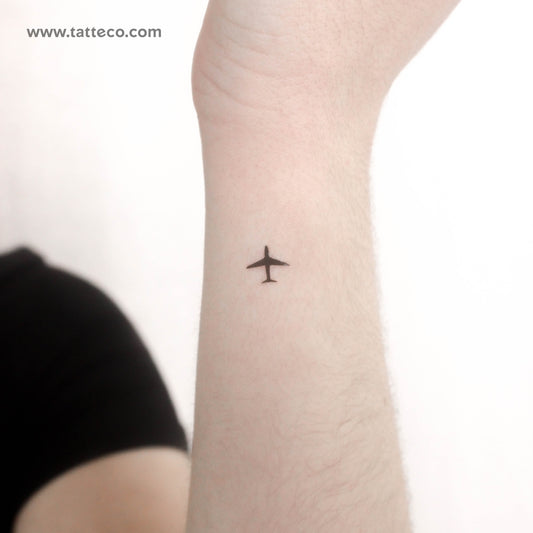Tatuaje temporal minimalista de microavión (juego de 3)