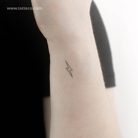 Small Lightning Bolt Outline Temporary Tattoo - Set of 3