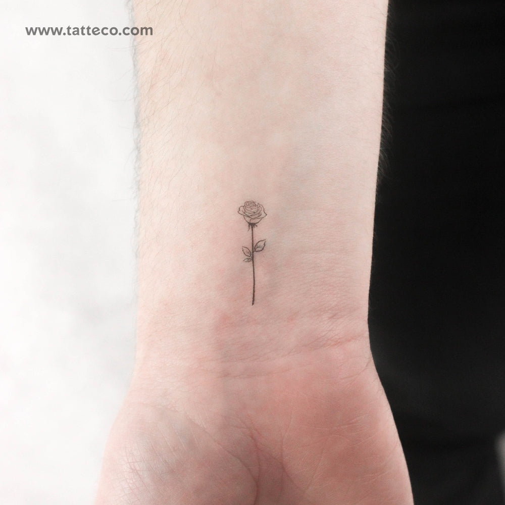 Small Fine Line Rose Temporary Tattoo - Set of 3