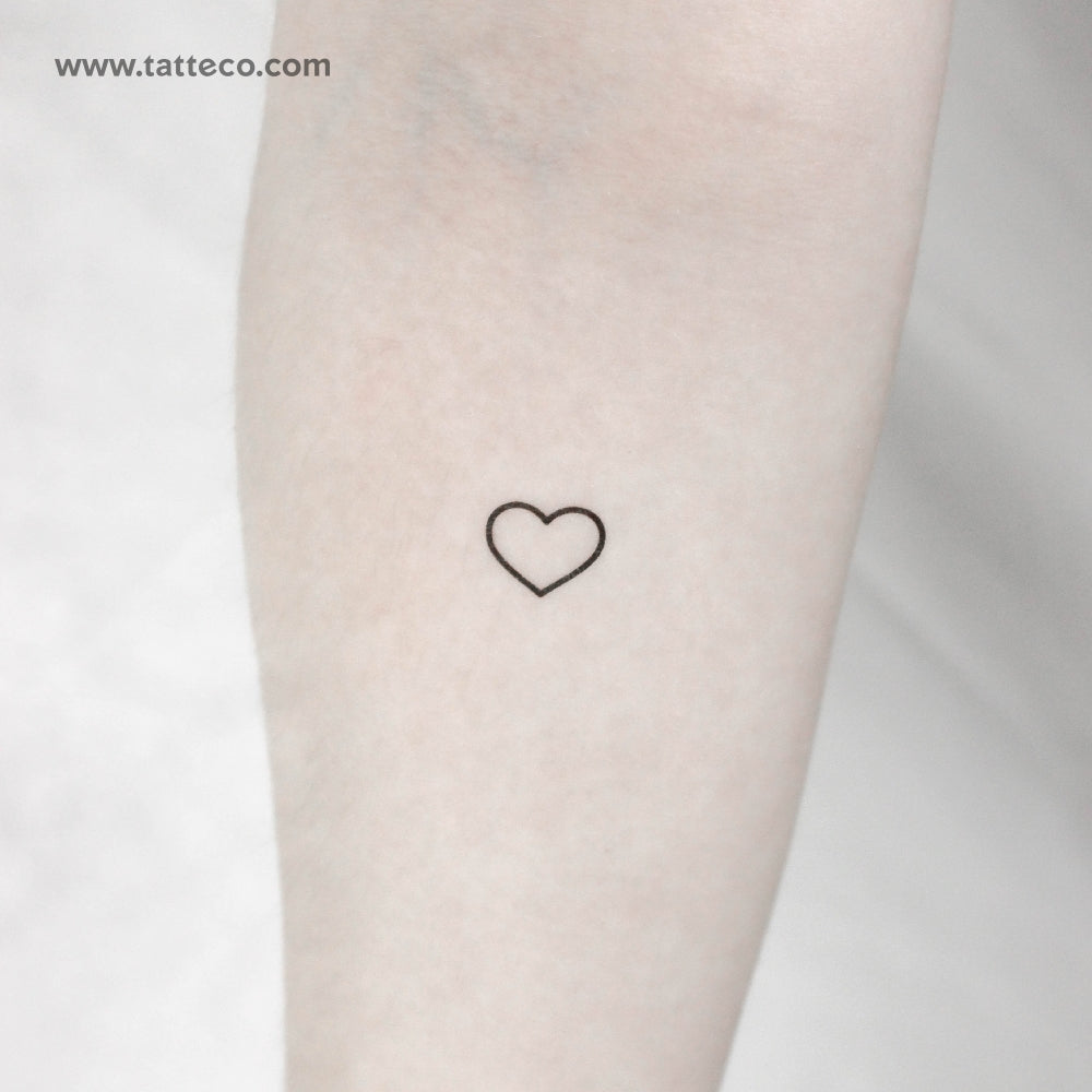 Minimalist Heart Outline Temporary Tattoo - Set of 3