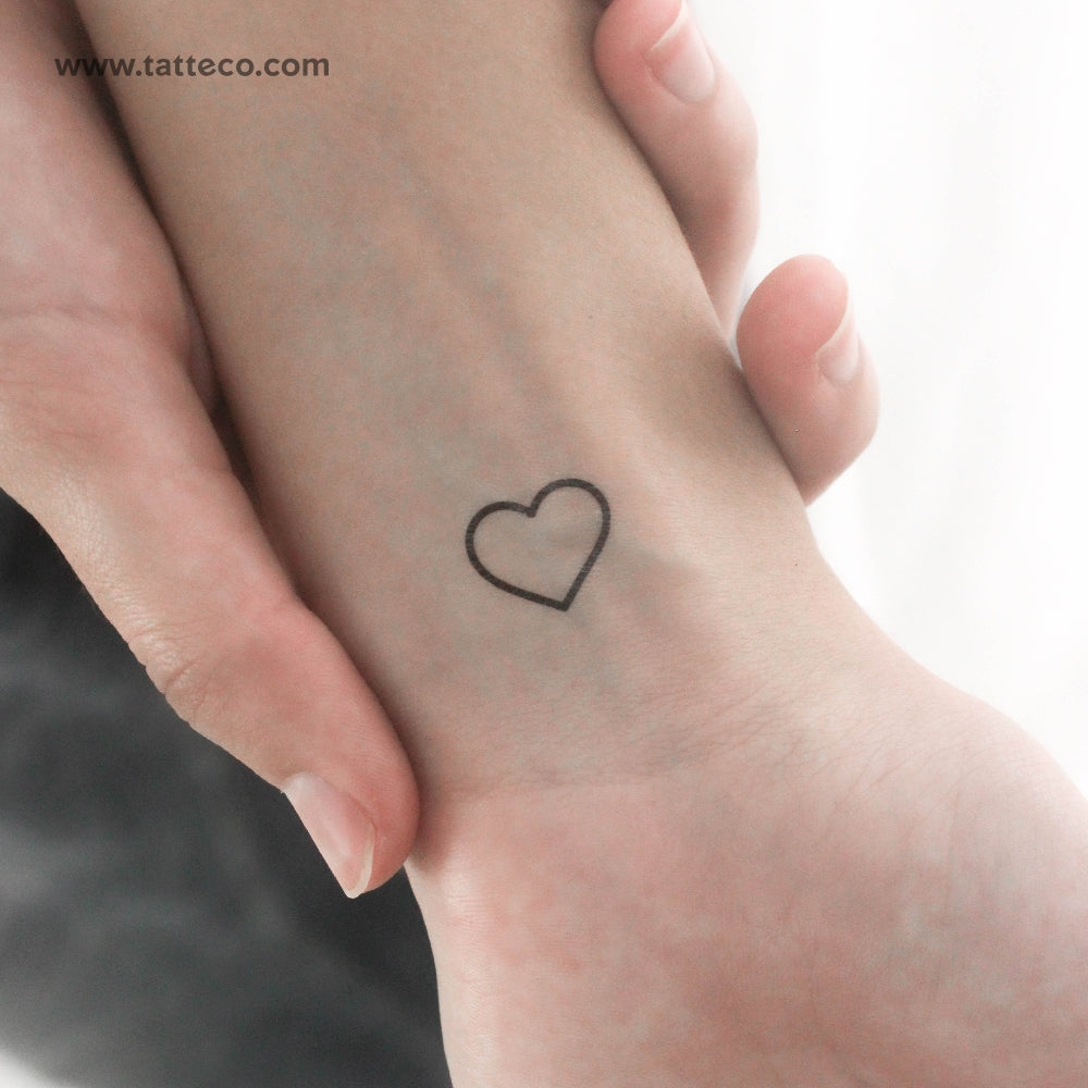 Minimalist Heart Outline Temporary Tattoo - Set of 3