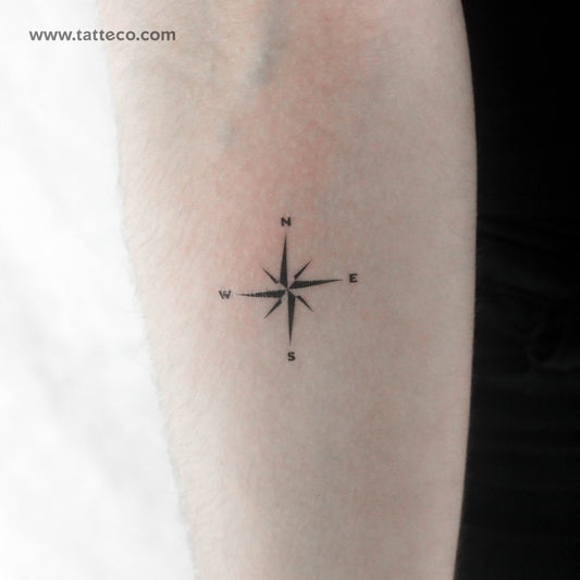 Tatuaje temporal de rosa de los vientos - Juego de 3