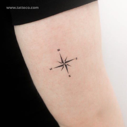 Tatuaje temporal de rosa de los vientos - Juego de 3