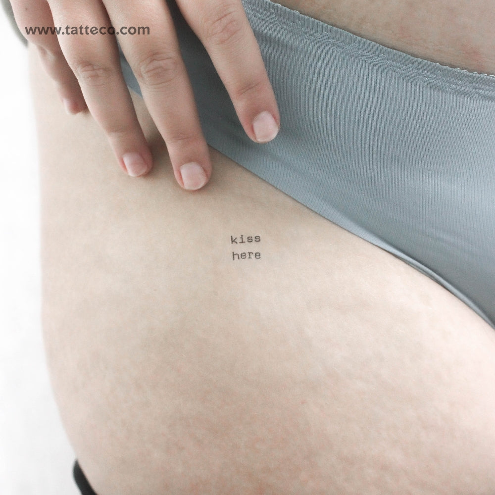 Small Kiss Here Temporary Tattoo - Set of 3