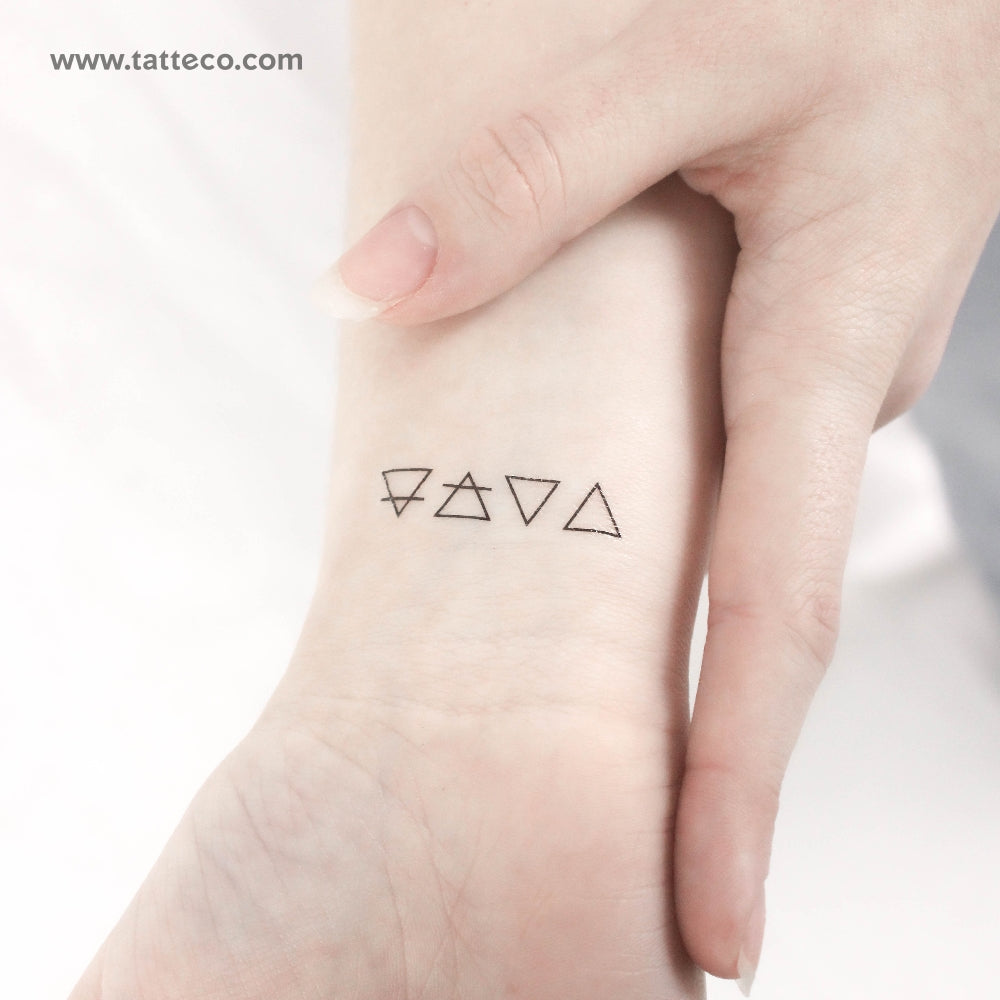 Tatuaje temporal de cuatro símbolos de alquimia (juego de 3)