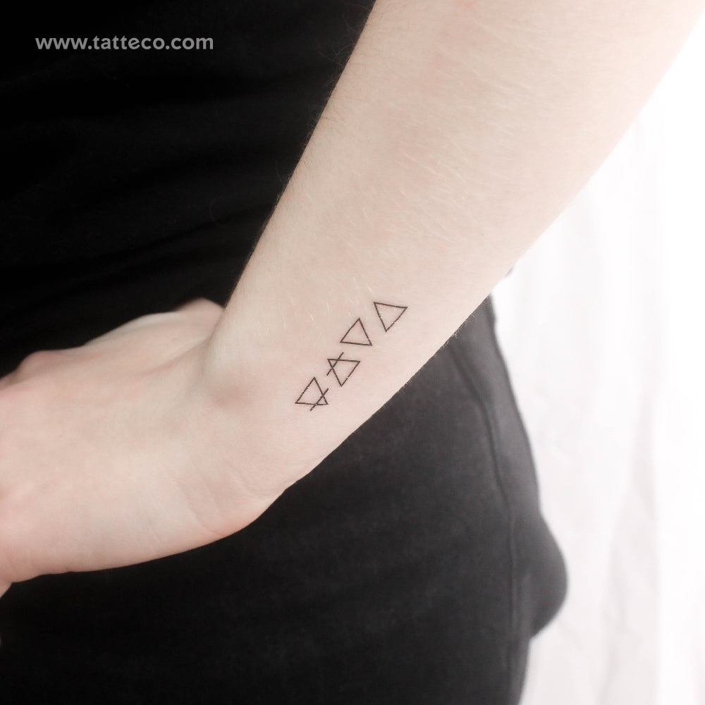 Tatuaje temporal de cuatro símbolos de alquimia (juego de 3)