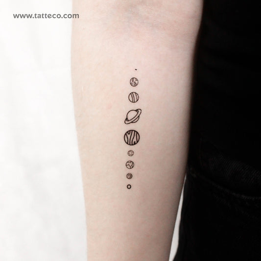 Tatuaje temporal del sistema solar - Juego de 3