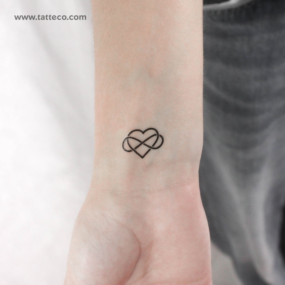 Small Intertwined Heart And Infinity Symbol Temporary Tattoo - Set of 3