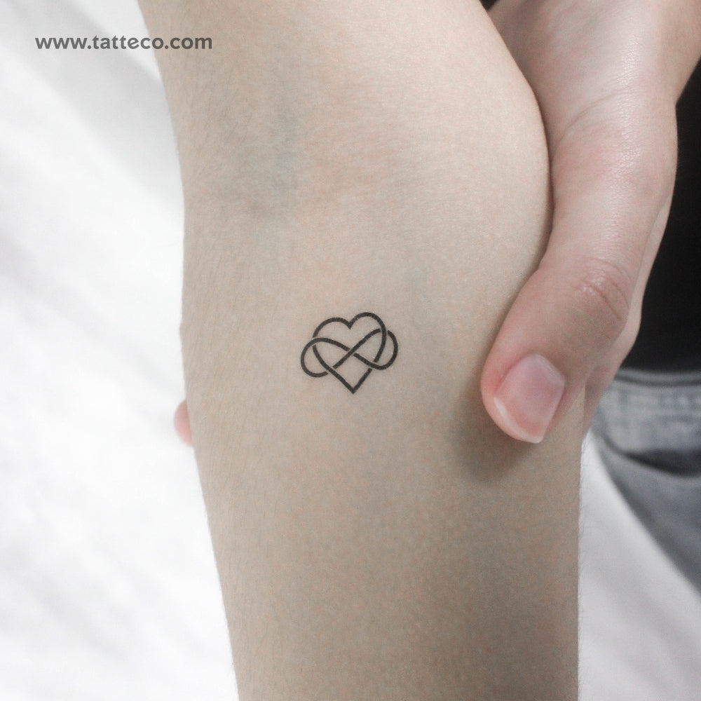 Small Intertwined Heart And Infinity Symbol Temporary Tattoo - Set of 3