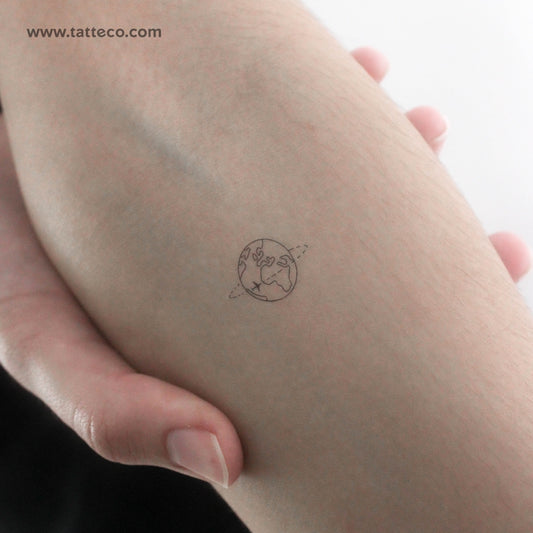 Tatuaje temporal "Volando alrededor del mundo" - Juego de 3