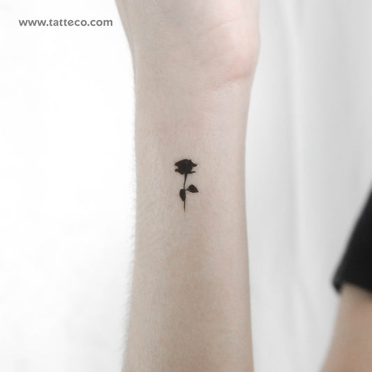 Tatuaje temporal de rosa negra pequeña - Juego de 3