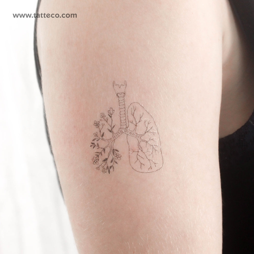 Floral Lungs Temporary Tattoo - Set of 3