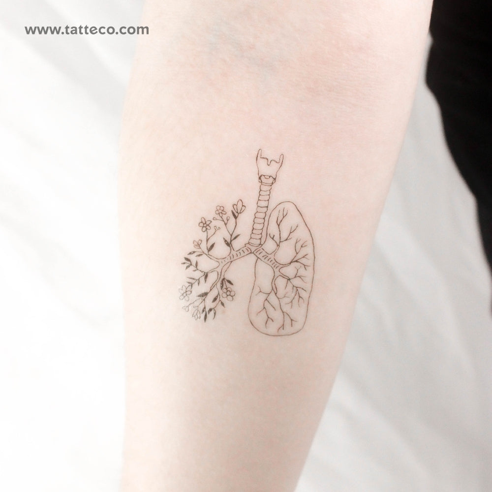 Floral Lungs Temporary Tattoo - Set of 3