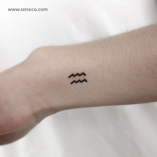 Tatuaje temporal del símbolo del zodiaco Acuario - Juego de 3