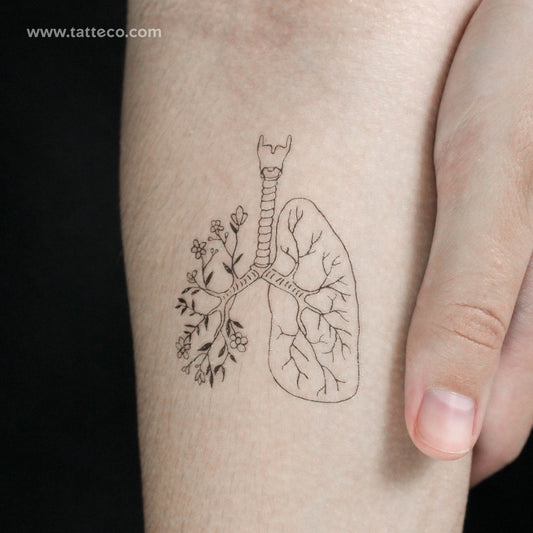 Tatuaje temporal de pulmones florales - Juego de 3