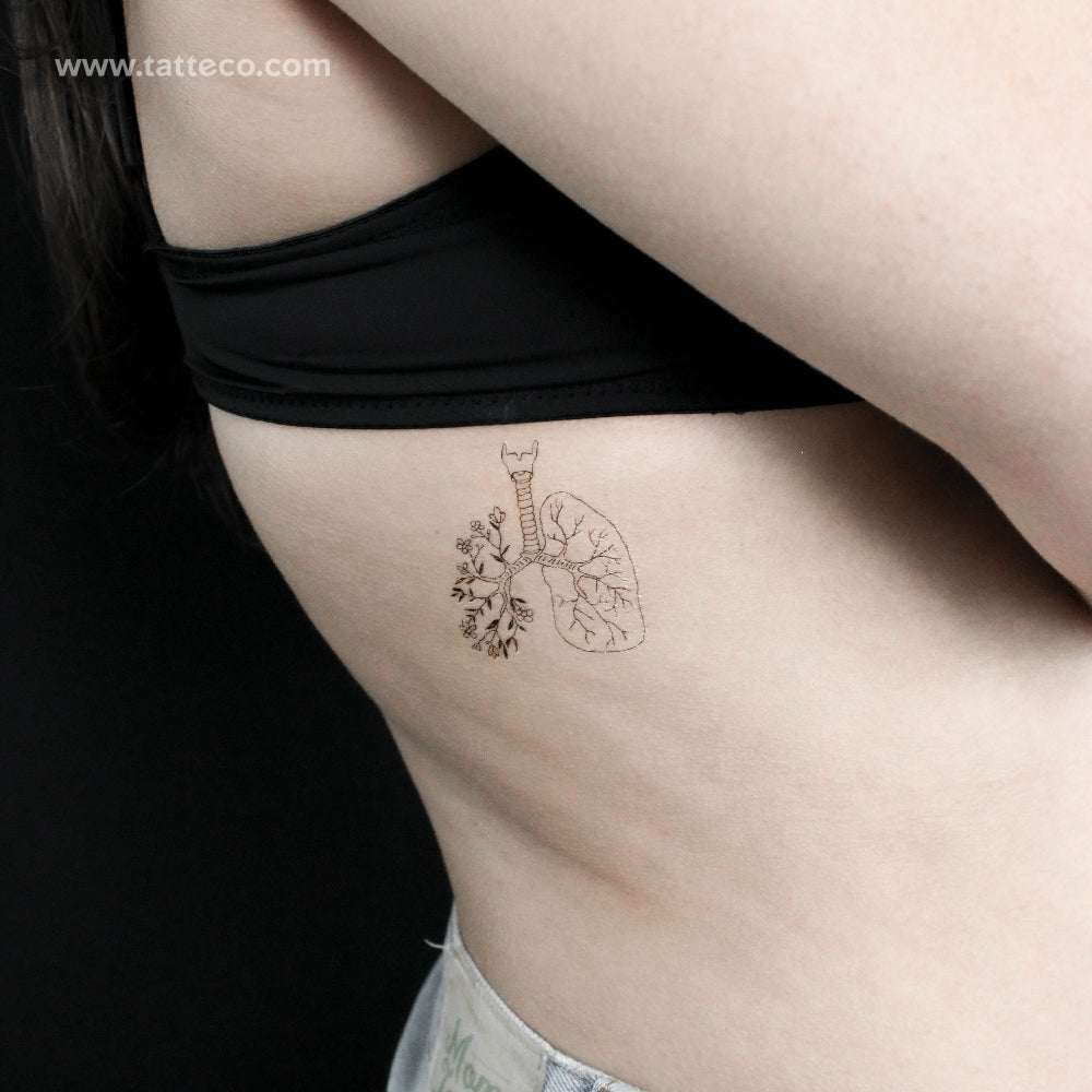 Floral Lungs Temporary Tattoo - Set of 3