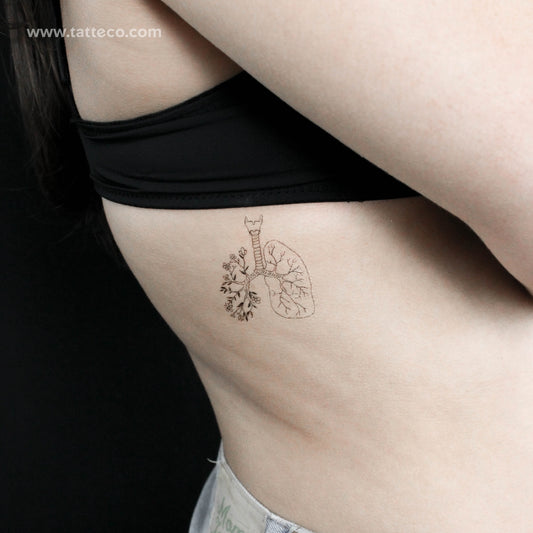 Tatuaje temporal de pulmones florales - Juego de 3
