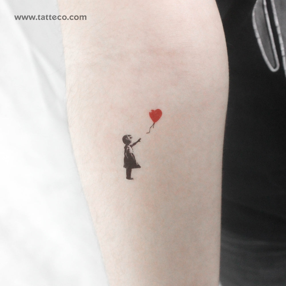 Small Banksy's Balloon Girl Temporary Tattoo - Set of 3