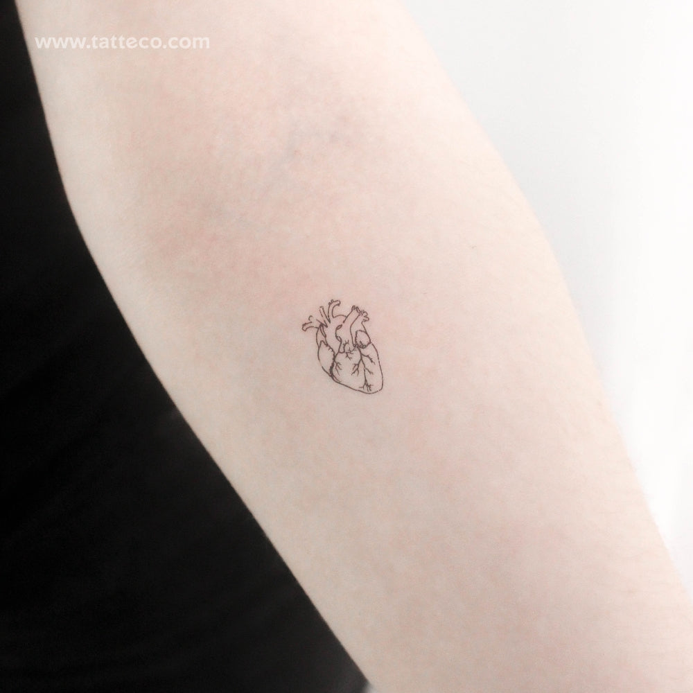 Small Anatomical Heart Temporary Tattoo - Set of 3