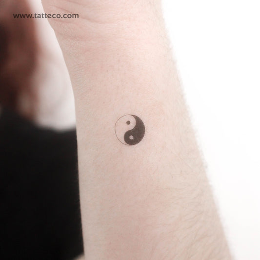 Tatuaje temporal pequeño de Yin Yang (juego de 3)