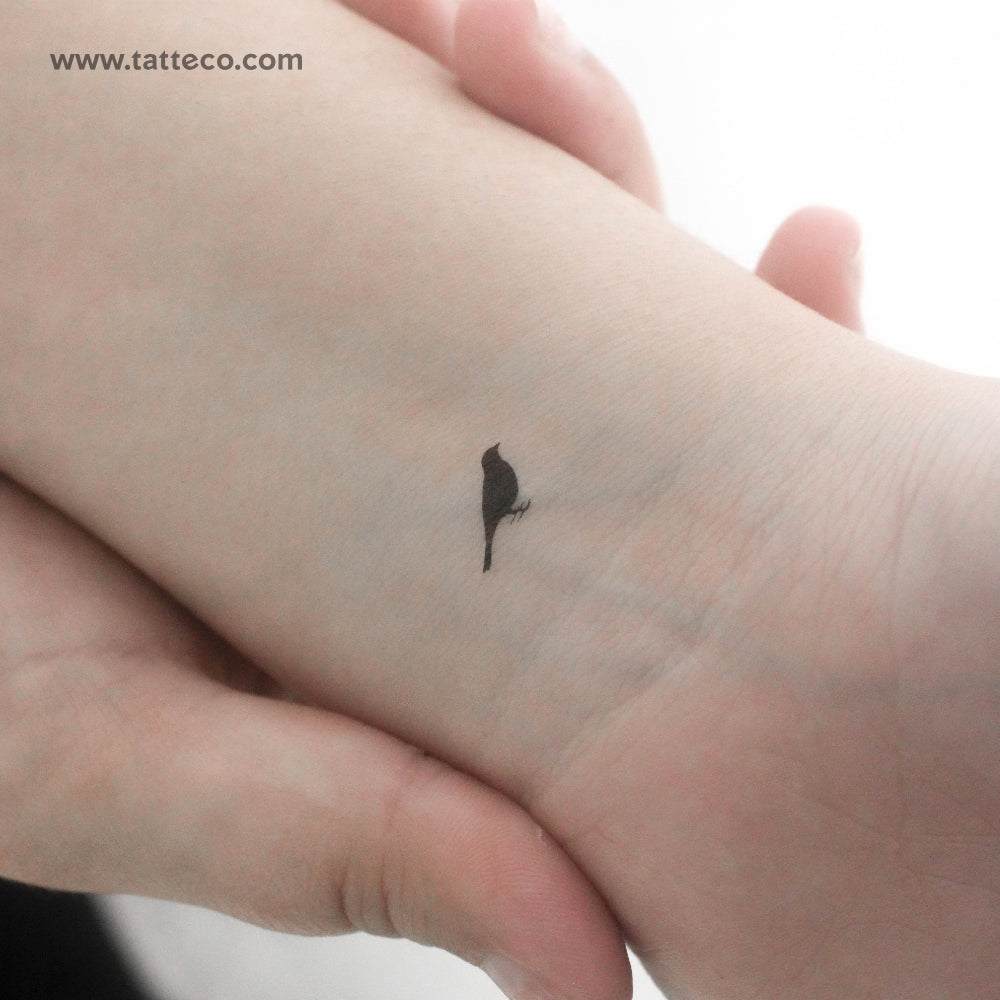 Tiny Standing Bird Temporary Tattoo - Set of 3