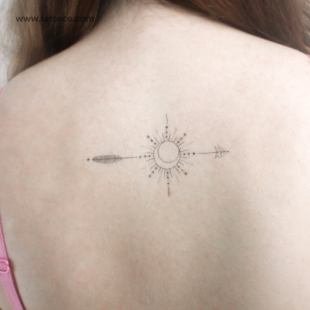 Tatuaje temporal de brújula con flecha ornamental (juego de 3)