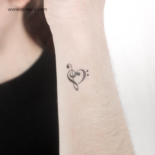Tatuaje temporal de corazón musical pequeño (juego de 3)