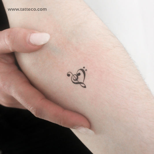 Tatuaje temporal de corazón musical pequeño (juego de 3)
