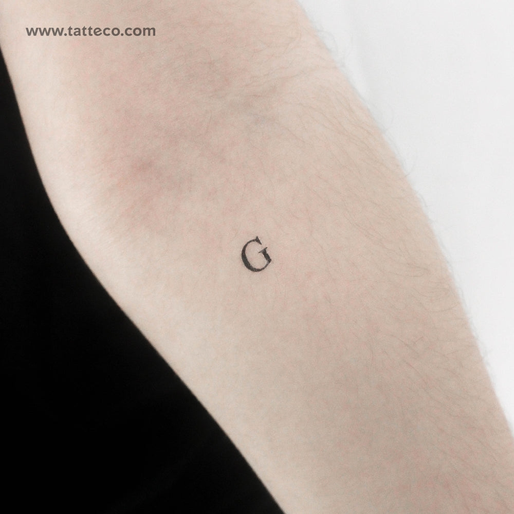 G Serif Capital Letter Temporary Tattoo - Set of 3