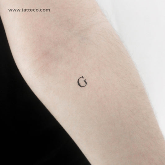 G Serif Capital Letter Temporary Tattoo - Set of 3