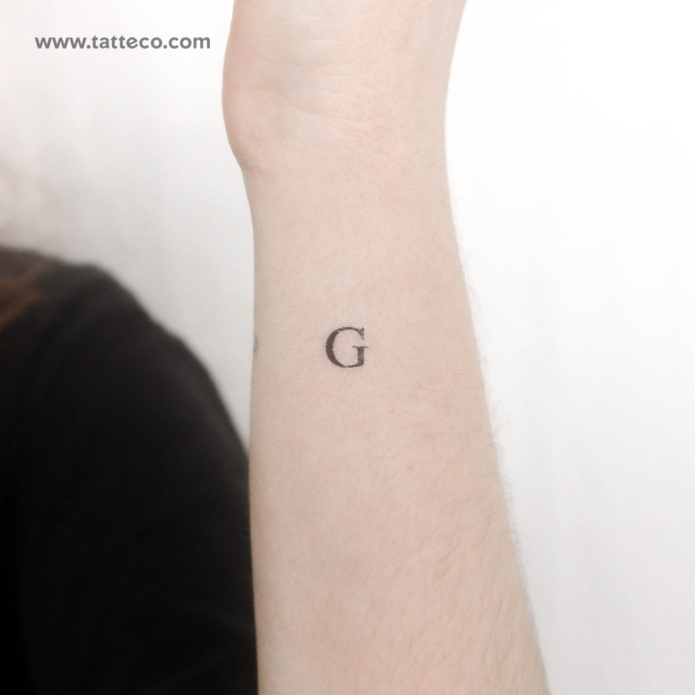 G Serif Capital Letter Temporary Tattoo - Set of 3
