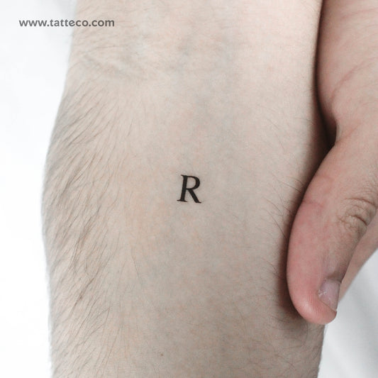 R Serif Capital Letter Temporary Tattoo - Set of 3