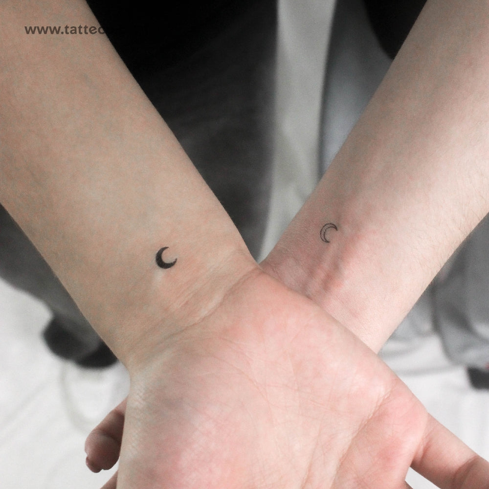 Tatuajes temporales pequeños de luna creciente a juego - Juego de 3